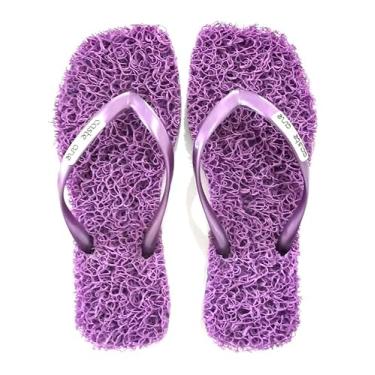 Imagem de Chinelo Casual Square Castellane indicado para quem sofre com Fascite Plantar, Esporão de Calcâneo, Neuroma de Morton e Hiporidrose Plantar, Massageador para seus pés ele é Leve, Durável e elegante, além da Sensação de estar pisando em um Tapete, conforto a cada passo. (Roxo, 33/34, BR, Adulto, Faix