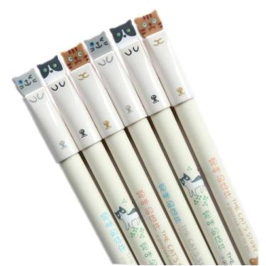 Imagem de Canetas de gel GANSSIA Colorful Cats Design 0,38 mm de tinta preta x6