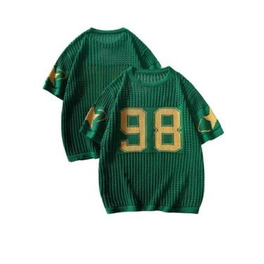 Imagem de Camisa Jersey Verdusa Y2k Folgada de Crochê de Manga Curta Masculina