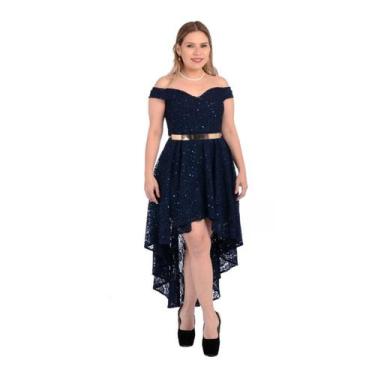 Imagem de Vestido de renda assimétrico ideal para festa, gala, formatura, casame