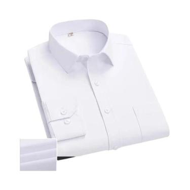 Imagem de Camisa Masculina de Negócios Listrada Branca - Manga Comprida 4XL - An
