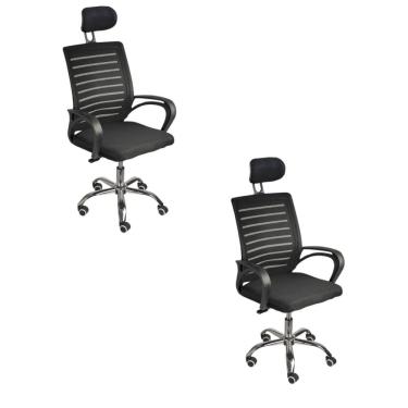 Imagem de Kit 2 Cadeiras de Escritório Secretária Roma com Apoio