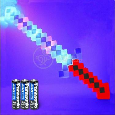 Imagem de Kit Brinquedo Espada Pixel Minecraft 58cm C/Som Luz+3 Pilhas