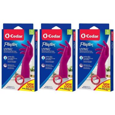Imagem de Luvas de Borracha Reutilizáveis para Limpeza, 3 Unidades, Pequena, Playtex, Rosa