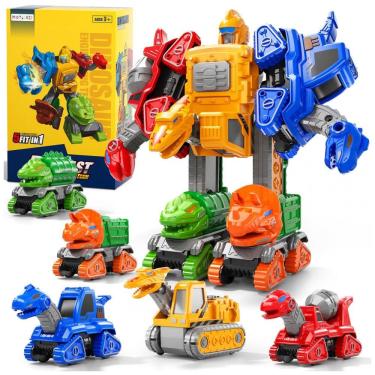 Imagem de Kit Transformável de Construção Preto e Vermelho – 5-em-1 Transform Robot Set, STEM, Caminhões e Robô para Crianças