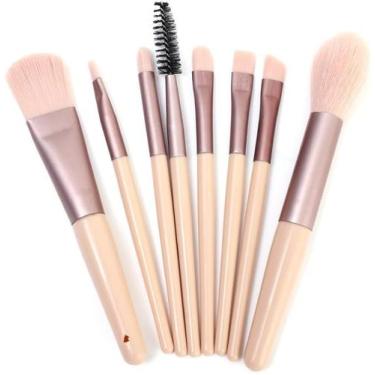 Imagem de Conjunto 8 Pincéis Para Maquiagem Cor:Salmão/Marrom - Rodaless, Salmão