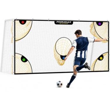 Imagem de PodiuMax Rede De Alvo De Gol De Futebol Com Zonas De Pontuação Destacadas, Rede De Poliéster Resistente Para Prática De Treino De Tiro E Acabamento, Futsal De 12X6'