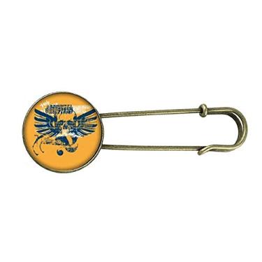 Imagem de Broche de metal retrô com asas de caveira, grafite, rua, laranja, azul