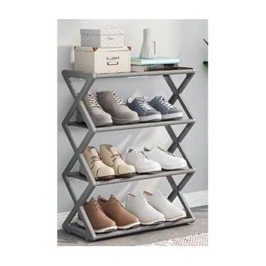 Imagem de Sapateira Organizador Porta Sapatos 8 Pares 4 Andares Para Quarto Hall de Entrada Multiuso Livros, Roupas, Tênis, Brinquedo (BRANCO)