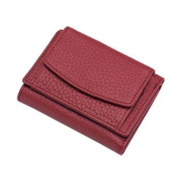 Imagem de Carteira pequena de couro com compartimento para cartão com bolso mini carteira pequena carteira feminina de couro mini carteira, Vinho, One Size