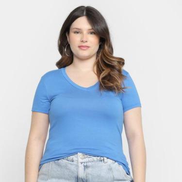Imagem de Camiseta Lunender Plus Size Gola V Feminina