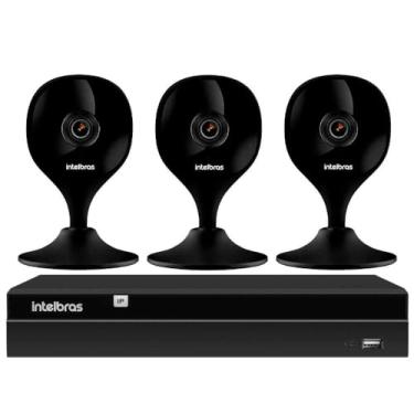 Imagem de Kit 3 Câmeras iMx C Black Intelbras com Aúdio e Inteligência Artificial Visão Superwide + Gravador Digital de Vídeo Intelbras NVR NVD 1404 4 Canais
