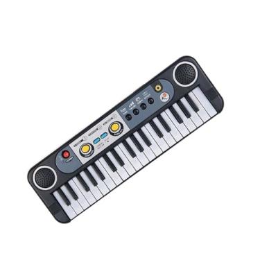 Imagem de teclado eletrônico para iniciantes Teclado Musical Piano Eletrônico Profissional Com Sintetizador De Microfone Para Música De 37 Teclas (Size : Bk)