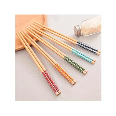 Imagem de 5 Pares De Hashi Em Bambu Decorado Para Comida Japonesa 24cm