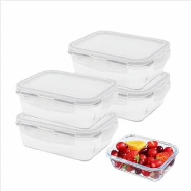 Imagem de kit 4 Pote De Vidro Hermético 640ml Com Tampa Antivazamento Quatro Travas Click Glass BPA FREE Organizador Armazenamento