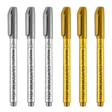 Imagem de Funny live Conjunto de marcadores de acrílico permanentes metálicos dourados prateados para artesanato em tecido de vidro para fabricação de cartão de presente, pneu de couro, canetas de tinta à base