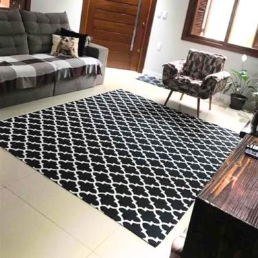 Imagem de Tapete Antiderrapante Supreme Preto Para Sala Quarto Várias Medidas (1,40m x 1,50m)