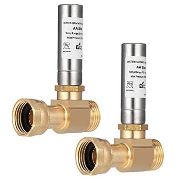 Imagem de (Pacote com 2) Lidertik Water Hammer Arrestor Máquina de Lavar 3/4 Absorve Choque e Reduz Ruído Lavadora de Lavanderia Válvula de Batedor Mangueira de Jardim Ar em Linha Lava-louças LI-Y241-11-11-S