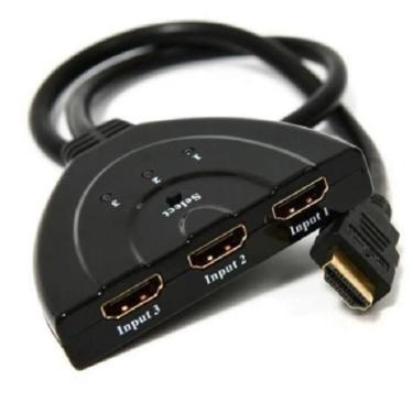 Imagem de Cabo Seletor Hub Switch Hdmi 3 Entradas 1 Saída 3x1 Com Cabo