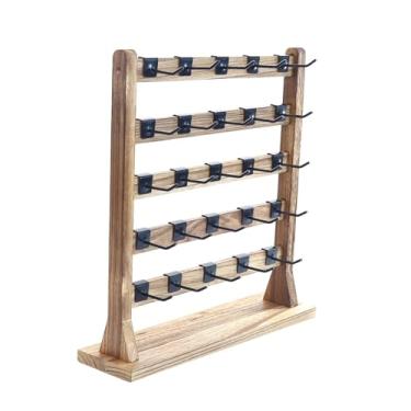 Imagem de Fancyes Brincos de madeira expositor jóias rack com ganchos orelha parafuso prisioneiro titular rack organizador jóias para brinco cartões vaidade, 5º nível