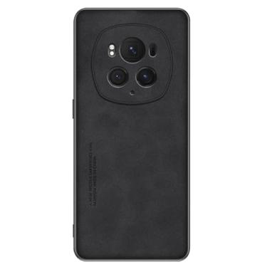 Imagem de LTLMYDAM Capa ultrafina para Honor Magic 6 Pro/6, capa de telefone de couro de pele de ovelha empresarial com proteção de lente à prova de choque, preta, 6Pro