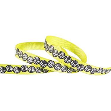 Imagem de Fita de voleibol para artesanato - Q-YO fita de gorgorão de vôleibol/softbol/futebol de 3/20.3 cm-3.8 cm para arcos de torcida, uniforme de equipe, costura e mais (vôlei de 10 m, limão)