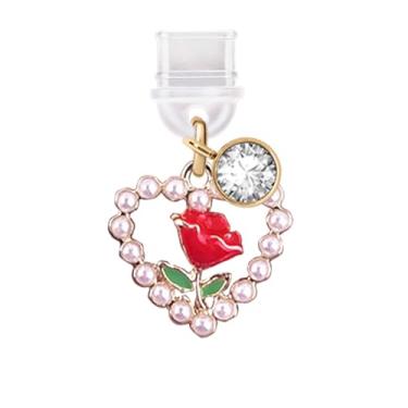 Imagem de ELISE & FONDA TP413 Tipo-C Porta de carregamento USB Antipoeira Plug Love Heart com pingente de celular rosa para iPhone 15/Samsung/OnePlus/Xiaomi/oppo telefones Android (vermelho), approx.1.8 cm (L)