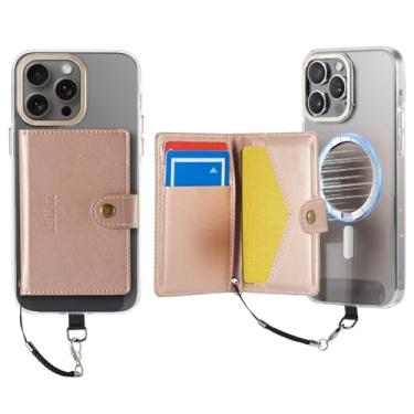 Imagem de ZICISI Para Apple Magsafe, carteira magnética de couro PU para iPhone 15/14/13/12 pro Max/Mini/plus, 6 porta-cartões com bloqueio RFID (ouro rosa)