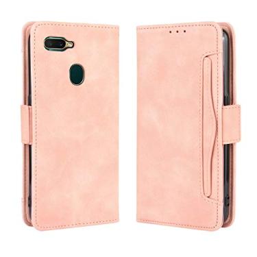 Imagem de Capa com compartimento para cartão para Oppo A5S/AX5S, capa flip de couro para Oppo A5S/AX5S, capa magnética retrô para celular, capa carteira com compartimentos para cartões
