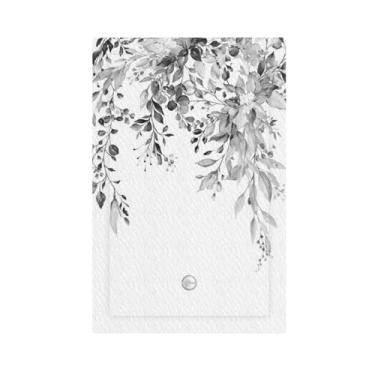 Imagem de Yamxbfa Eucalipto cinza e branco aquarela cinza planta floral flor botânica 1 gangue capa decorativa sem dispositivo placa de parede placa elétrica para decoração de banheiro