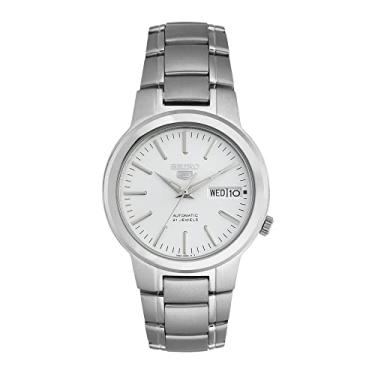 Imagem de Seiko Relógio masculino SNKA01K1 5 com mostrador branco automático de aço inoxidável, B...