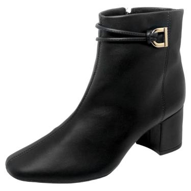 Imagem de Bota Feminina Couro Salto Bloco Cano Baixo Salto Médio Cacci