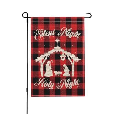 Imagem de Bandeira de jardim de presépio bandeira de noite silenciosa bandeira de jardim de natal bandeira de noite silenciosa bandeira de noite santa Oh Holy Night Christmas Decor bandeiras de natal 12x18 bandeira de jardim dupla face Nacimiento De Jesus Bandeira Navidad