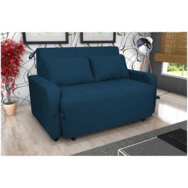 Imagem de Sofá-cama 2 Lugares Casal Veludo Matrix Amora, Azul, 2