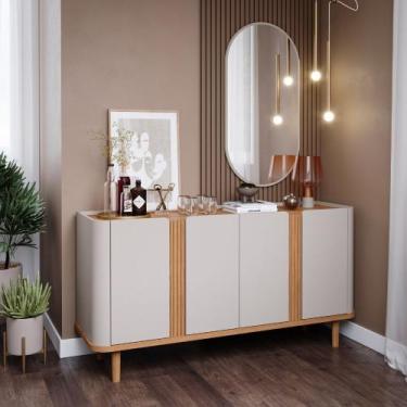 Imagem de Buffet Sala De Jantar 100% MDF 4 Portas Eva Cimol Off White/Nature  - 
