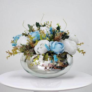 Imagem de Arranjo de Mesa Flores Artificiais Rosas Azul no vaso - La Caza Store