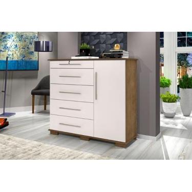 Imagem de Cômoda DET 1 Porta + 5 Gavetas Sendo 1 Com Chave e Porta Com Prateleir