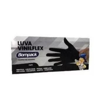 Imagem de Caixa Luva Descartável Preta Vinilflex 100Un Bompack G