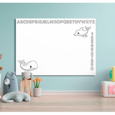 Imagem de Quadro Branco infantil Para Colorir Animais Marinhos 49x69cm - PRESENT