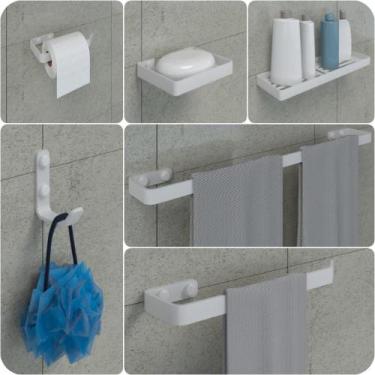 Imagem de Kit Acessórios Para Banheiro Branco 6 Peças - MetalCromo