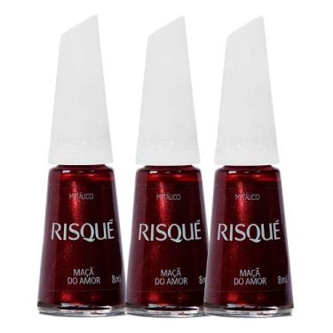 Imagem de Kit 3 Esmalte Risqué Vermelhos Metálicos Cor Maçã do Amor 8ml