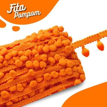 Imagem de Fita Pompom Laranja 30mm Rolo Com 25 Metros - Nybc