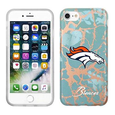 Imagem de Prime Brands Group Capa para celular para Apple iPhone 8/7/6S NFL licenciado Denver Broncos, azul-petróleo e mármore de ouro rosa