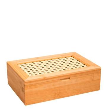 Imagem de Caixa para Chá de Bambu e Palha 6 Divisórias 24X17X7,5CM - Oikos