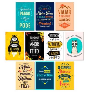 Imagem de Kit 10 Placas Decorativas Frases Motivacionais 20x30 cm Mdf - Art Prin