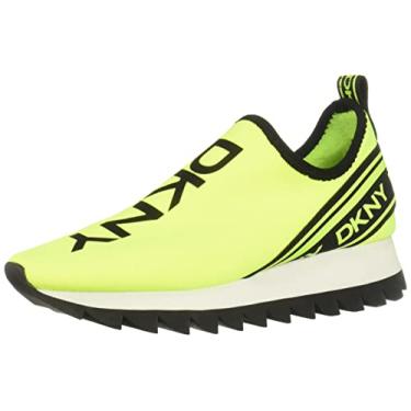 Imagem de DKNY Tênis feminino de malha sem cadarço Abbi Everyday, Amarelo neon/preto, 34