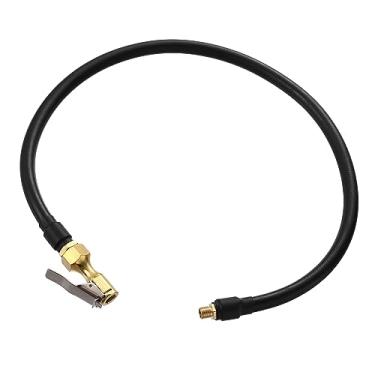 Imagem de X AUTOHAUX Válvula de pneu de aço inoxidável 60 cm 24 polegadas tubo de conexão compressor bomba extensão de ar mangueira de borracha para carro motocicleta bicicleta conexão rápida