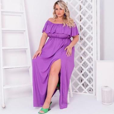 Imagem de Vestido feminino longo plus size festa fenda casamento convidada - Sna