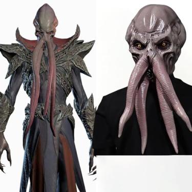 Imagem de WANYOUJI Baldur's Gate Illithid Latex Mask, MindFlayer Head Halloween Full Head Mask Cosplay Creepy Party Props Adult