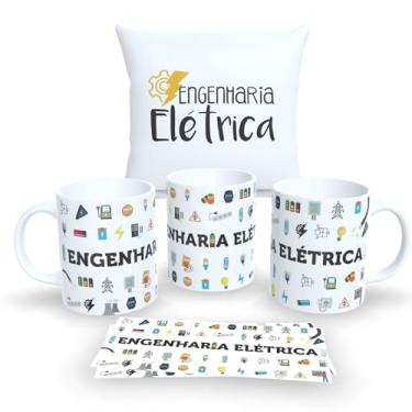 Imagem de Kit Com Almofada 30x30cm e Caneca de Porcelana Branca Profissões (Engenharia Eletrica)